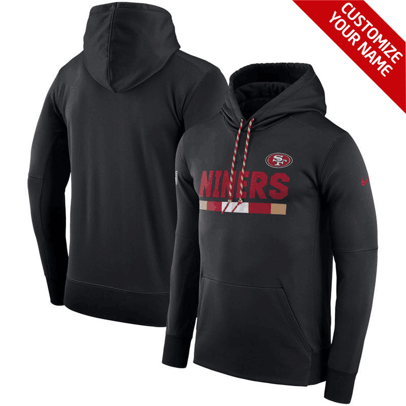 Men's Nike San Francisco 49ers Customize Name & Number on Back Black Pullover Hoodie