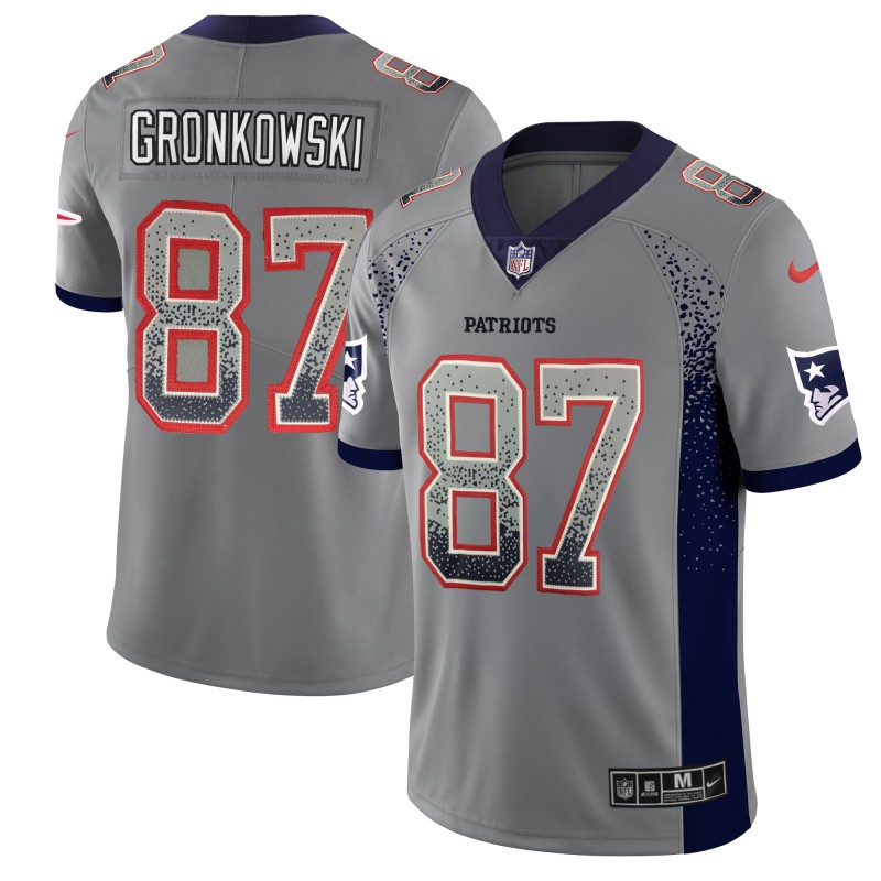 Men's Patriots ##87 Rob Gronkowski Gray 2018 Drift Fashion Color Rush Limited Stitched NFL Jersey