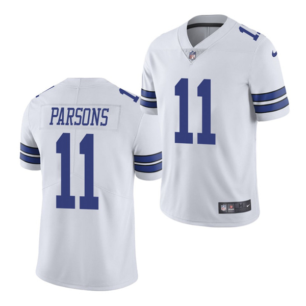 Men's Dallas Cowboys #11 Micah Parsons 2021 NFL Draft White Vapor Limited Stitched Jersey (Check description if you want Women or Youth size)