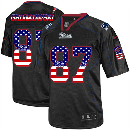 Men's Nike Patriots #87 Rob Gronkowski Black USA Flag Fashion Elite Stitched Jersey
