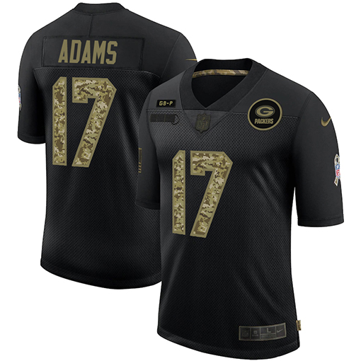 Men's Green Bay Packers #17 Davante Adams 2020 Black Camo Salute To Service Limited Stitched NFL Jersey