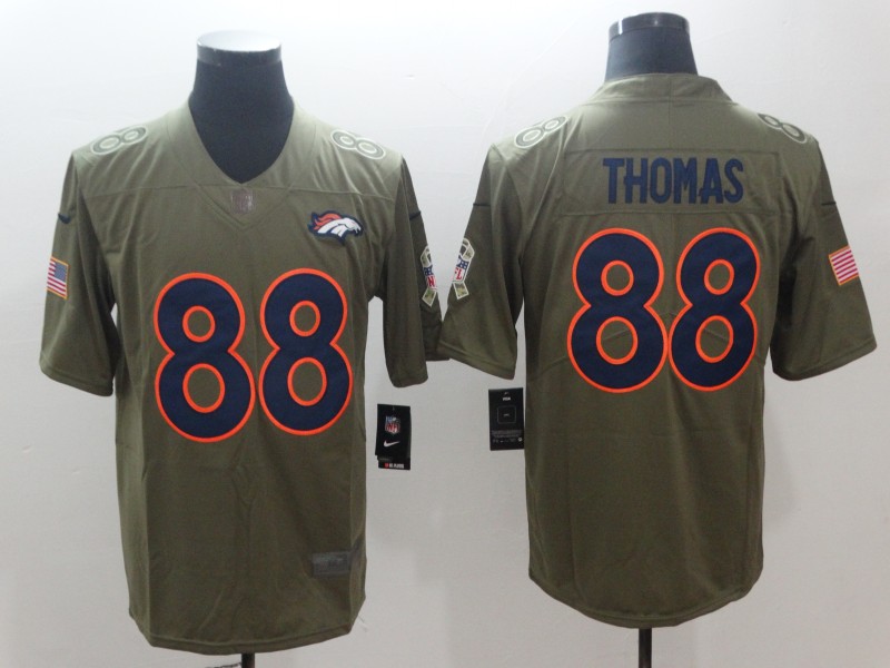 Men's Broncos #88 Demaryius Thomas Olive Salute To Service Limited Stitched NFL Jersey