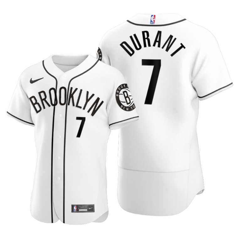 Men's Brooklyn Nets #7 Kevin Durant 2020 White NBA X MLB Crossover Edition Stitched Jersey