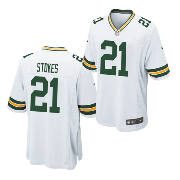 Men's Green Bay Packers #21 Eric Stokes White 2021 NFL Draft Stitched NFL Jersey