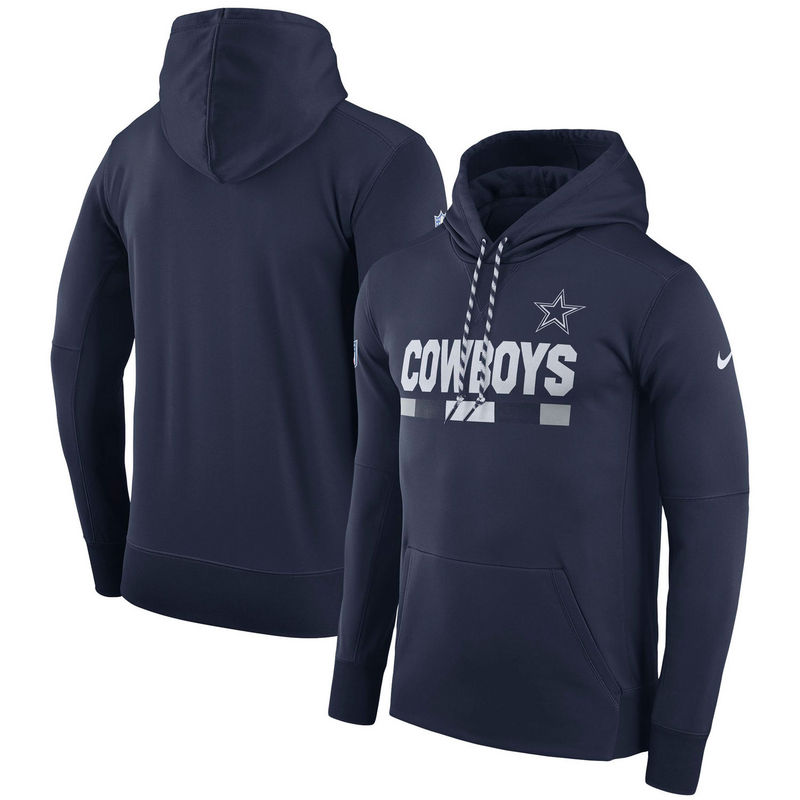 Men's Dallas Cowboys Nike Navy Sideline Team Name Performance Pullover Hoodie