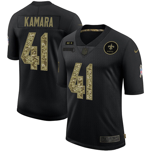 Men's New Orleans Saints #41 Alvin Kamara 2020 Black Camo Salute To Service Limited Stitched NFL Jersey