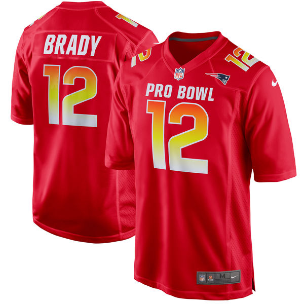 Men's AFC Tom Brady Red 2018 Pro Bowl Game Jersey