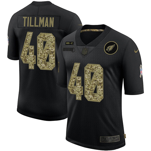 Men's Arizona Cardinals #40 Pat Tillman 2020 Black Camo Salute To Service Stitched NFL Jersey