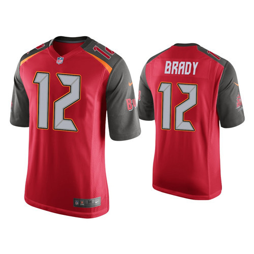 Men's Tampa Bay Buccaneers #12 Tom Brady Red Stitched NFL Jersey