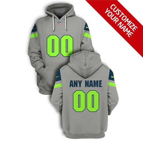 Men's Seattle Seahawks Active Player Custom 2021 Gray Pullover Hoodie