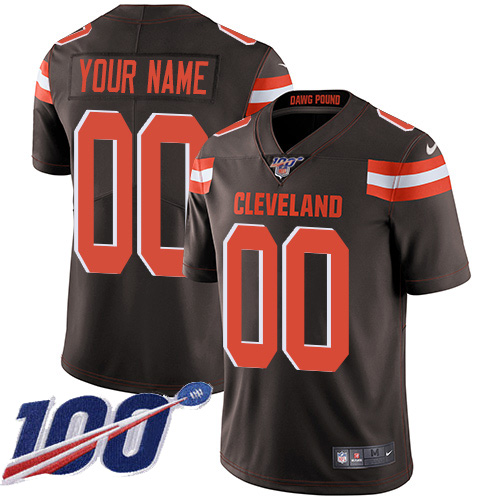 Men's Browns 100th Season ACTIVE PLAYER Brown Vapor Untouchable Limited Stitched NFL Jersey