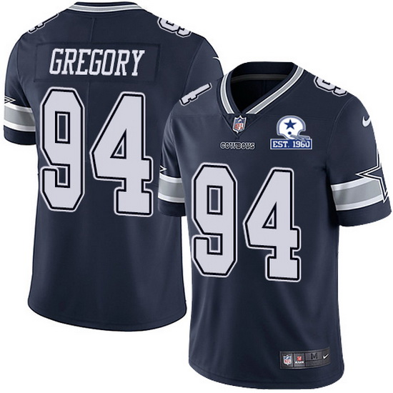 Men's Dallas Cowboys #94 Randy Gregory Navy With Est 1960 Patch Limited Stitched NFL Jersey