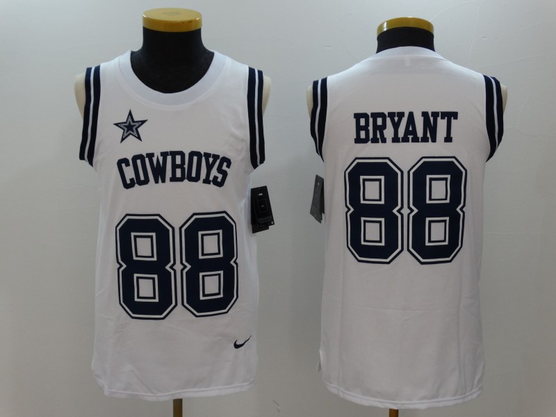 Men's Nike Dallas Cowboys #88 Dez Bryant White Stitched NFL Limited Rush Tank Top Jersey