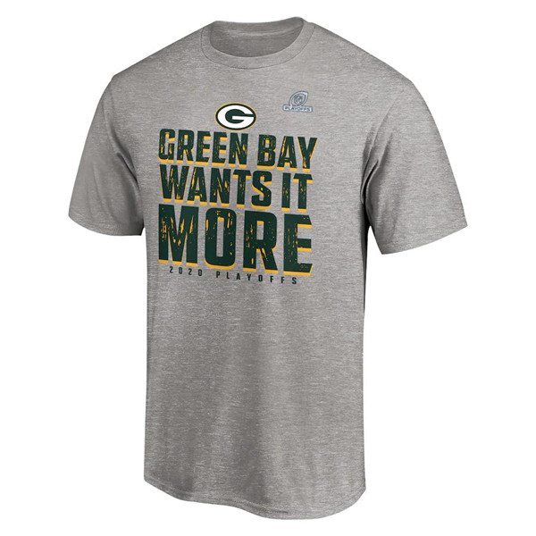 Men's Green Bay Packers Heather Gray 2020 NFL Playoffs Bound Shift NFL T-Shirt