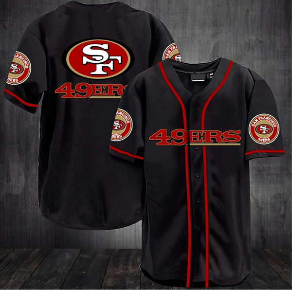 Men's San Francisco 49ers Black Baseball Stitched Jersey Shirt [NikeNFL