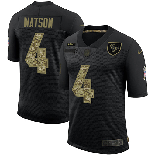 Men's Houston Texans #4 Deshaun Watson 2020 Black Camo Salute To Service Limited Stitched NFL Jersey