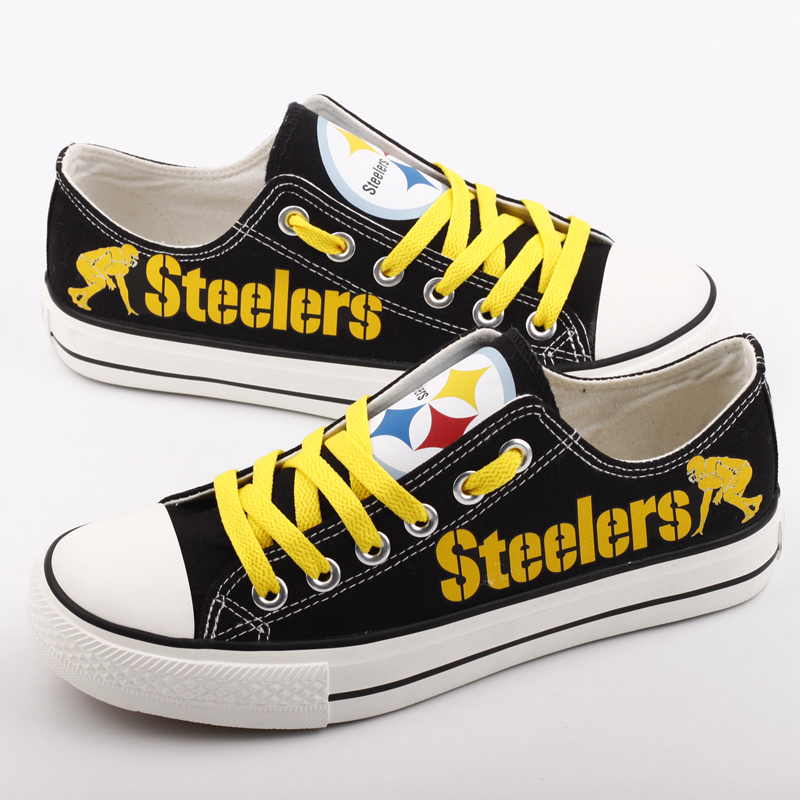 Women and Youth NFL Pittsburgh Steelers Repeat Print Low Top Sneakers 002