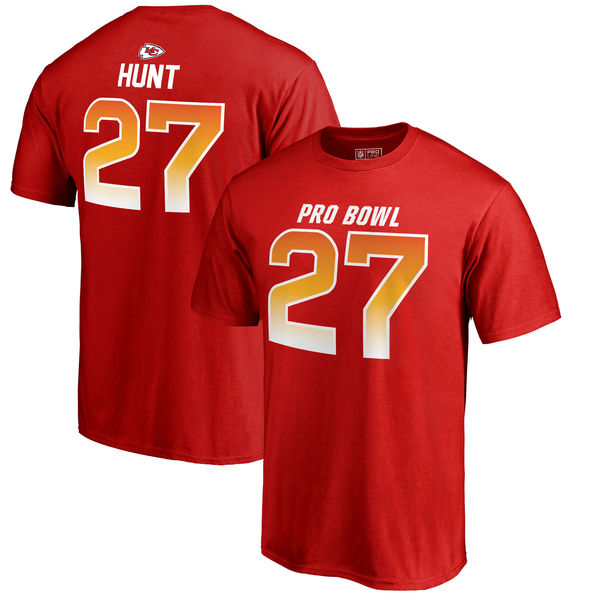 Chiefs Kareem Hunt AFC Pro Line 2018 NFL Pro Bowl Red T-Shirt