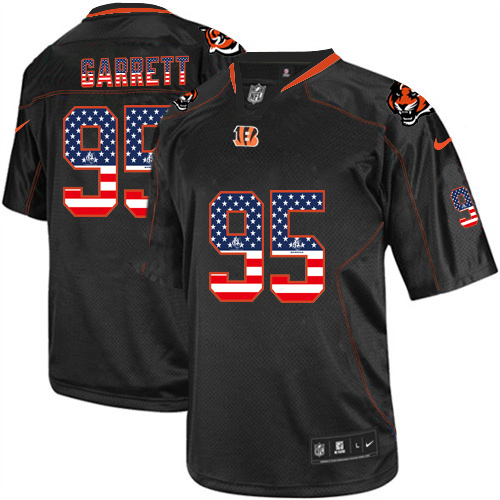 Men's Nike Browns #95 Myles Garrett Black USA Flag Fashion Elite Stitched Jersey