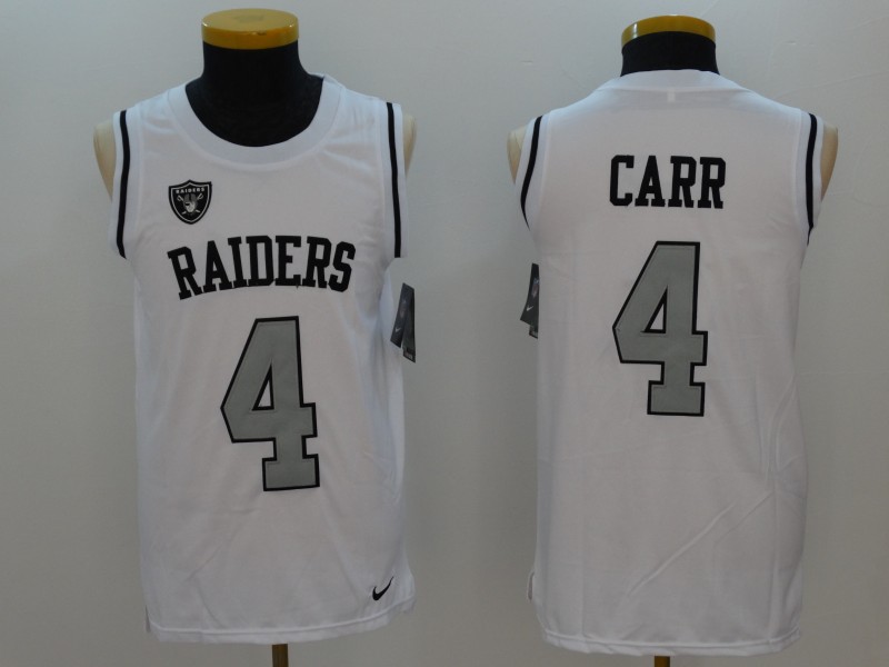 Men's Nike Oakland Raiders #4 Derek Carr White Stitched NFL Limited Rush Tank Top Jersey