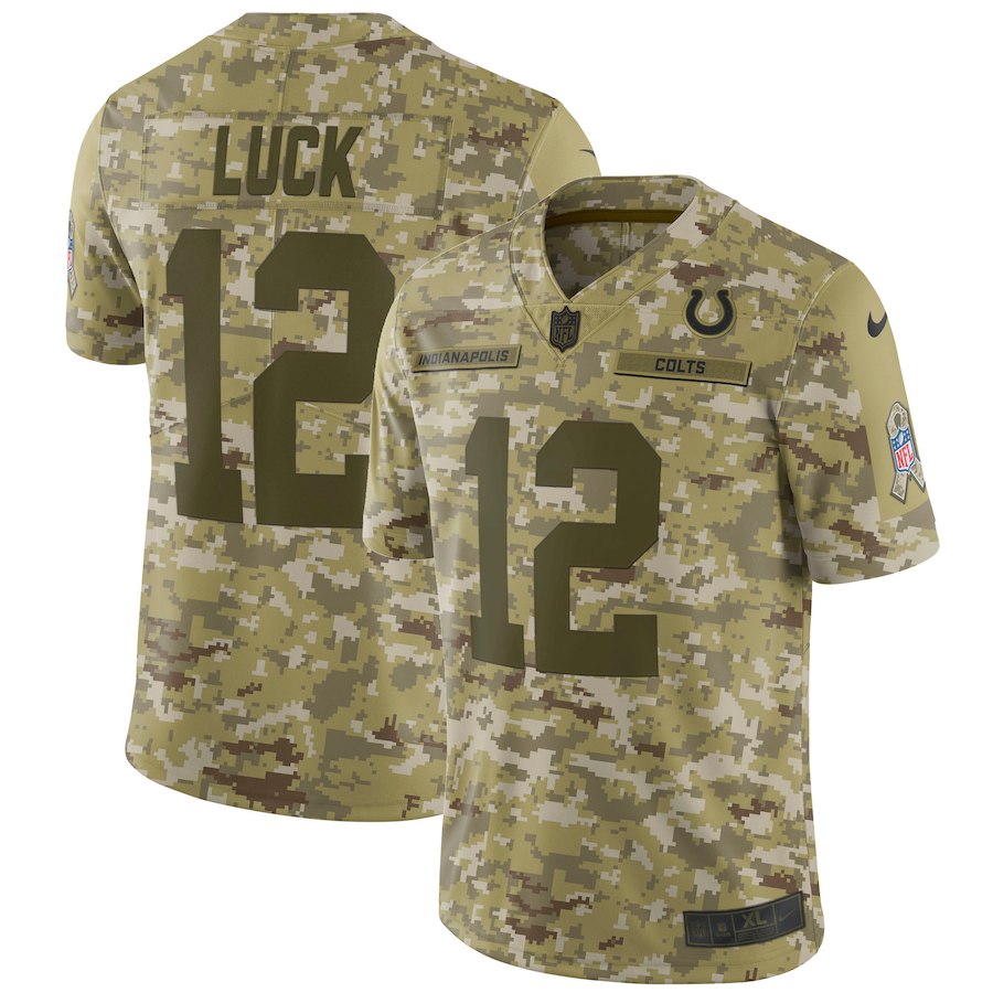 Men's Colts #12 Andrew Luck 2018 Camo Salute to Service Limited Stitched NFL Jersey
