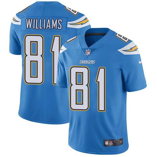 Men's Los Angeles Chargers #81 Mike Williams Electric Blue Vapor Untouchable Limited Stitched NFL Jersey