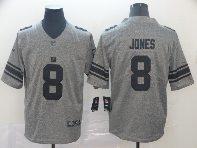 Men's New York Giants #8 Daniel Jones Grey Limited Stitched NFL Jersey