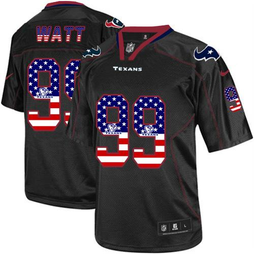 Men's Nike Texans #99 J.J. Watt Black USA Flag Fashion Elite Stitched Jersey