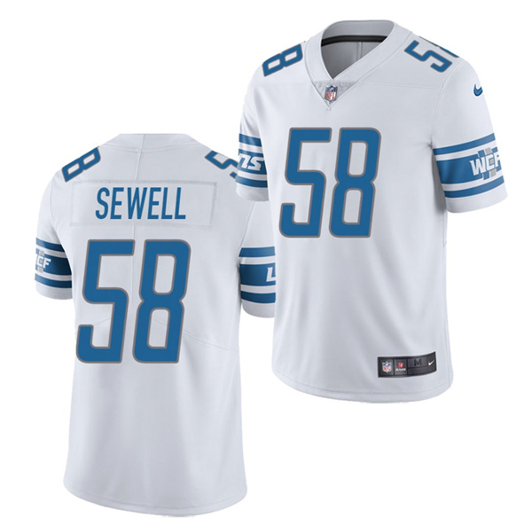 Men's Detroit Lions #58 Penei Sewell 2021 NFL Draft White Vapor Untouchable Limited Stitched NFL Jersey