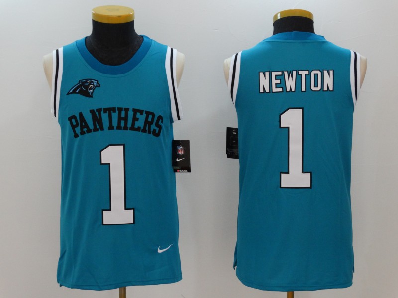 Men's Nike Carolina Panthers #1 Cam Newton Blue Alternate Stitched NFL Limited Rush Tank Top Jersey