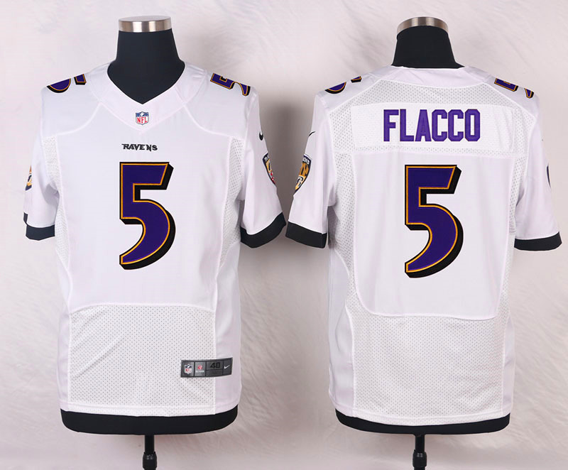 Nike Ravens #5 Joe Flacco White Men's Stitched NFL New Elite Jersey