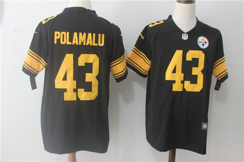 Men's Nike Pittsburgh Steelers #43 Troy Polamalu Black Limited Rush Stitched NFL Jersey
