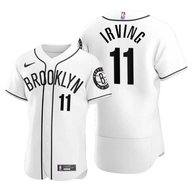 Men's Brooklyn Nets #11 Kyrie Irving 2020 White NBA X MLB Crossover Edition Stitched Jersey