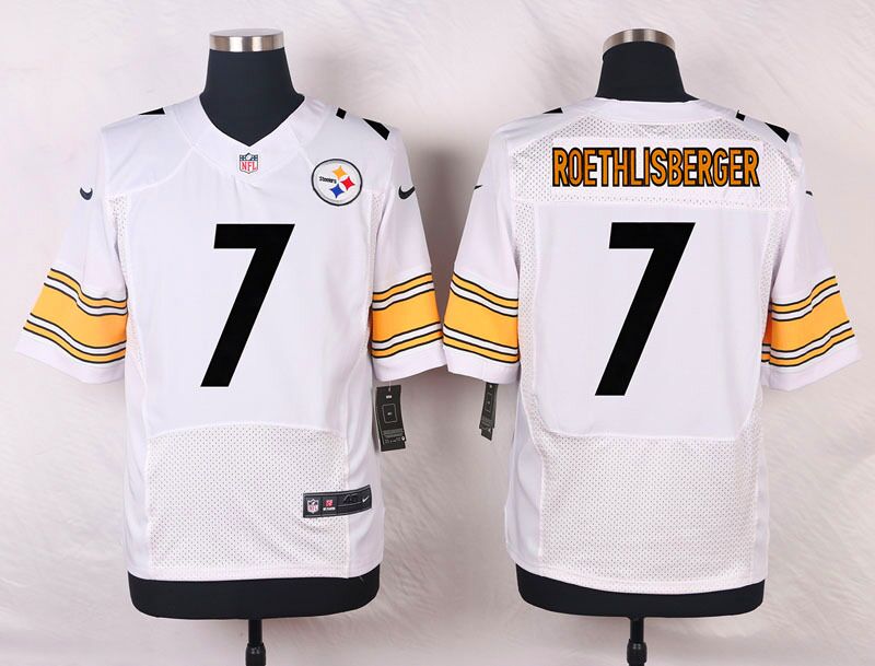 Men's Nike Pittsburgh Steelers #7 Ben Roethlisberger White Stitched NFL Elite Jersey