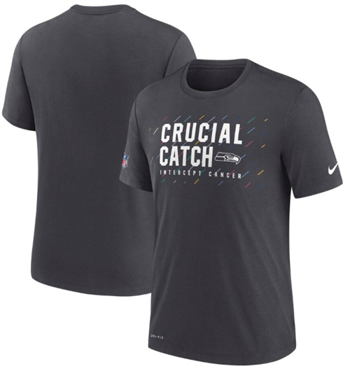 Men's Seattle Seahawks Charcoal 2021 Crucial Catch Performance T-Shirt