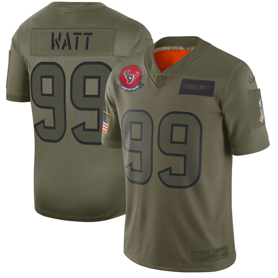 Men's Houston Texans #99 J.J. Watt 2019 Camo Salute To Service Stitched NFL Jersey.