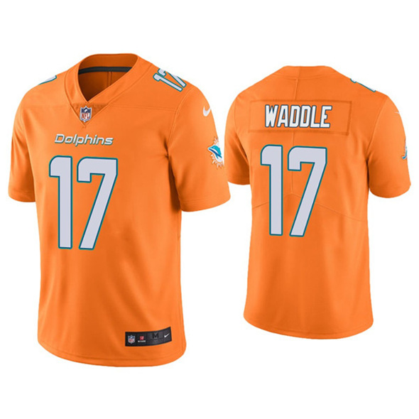 Men's Miami Dolphins #17 Jaylen Waddle Orange 2021 Vapor Untouchable Limited Stitched NFL Jersey (Check description if you want Women or Youth size)