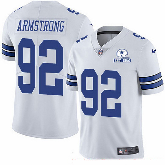 Men's Dallas Cowboys #92 Dorance Armstrong White With Est 1960 Patch Limited Stitched NFL Jersey