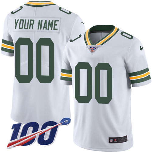 Men's Packers 100th Season ACTIVE PLAYER White Vapor Untouchable Limited Stitched NFL Jersey.