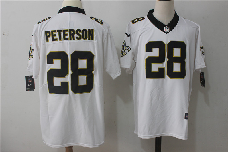 Men's Nike New Orleans Saints #28 Adrian Peterson White Stitched NFL Vapor Untouchable Limited Jersey