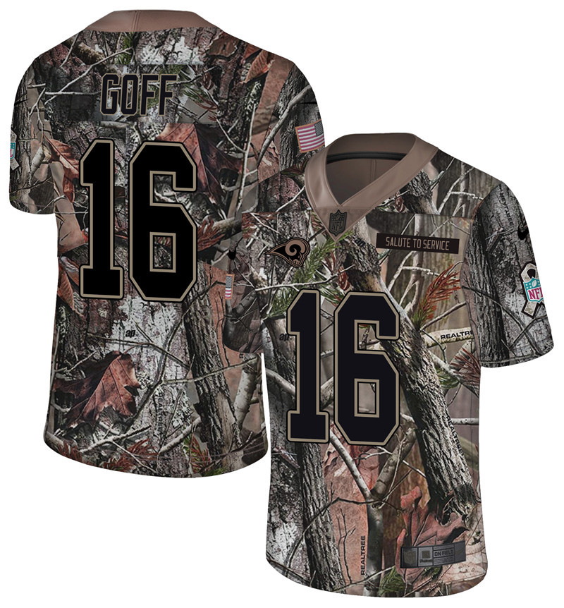 Men's Rams #16 Jared Goff Camo Realtree 2018 Rush Limited Stitched NFL Jersey