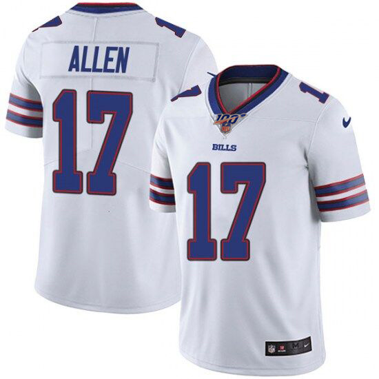 Men's Buffalo Bills #17 Josh Allen 100th Season white Vapor Untouchable Limited Stitched NFL Jersey