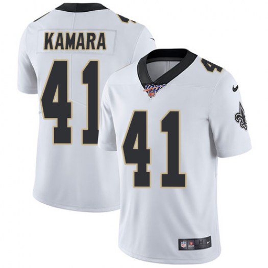 Men's New Orleans Saints 100th #41 Alvin Kamara White Vapor Untouchable Limited Stitched NFL Jersey