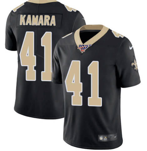 Men's New Orleans Saints 100th #41 Alvin Kamara Black Vapor Untouchable Limited Stitched NFL Jersey