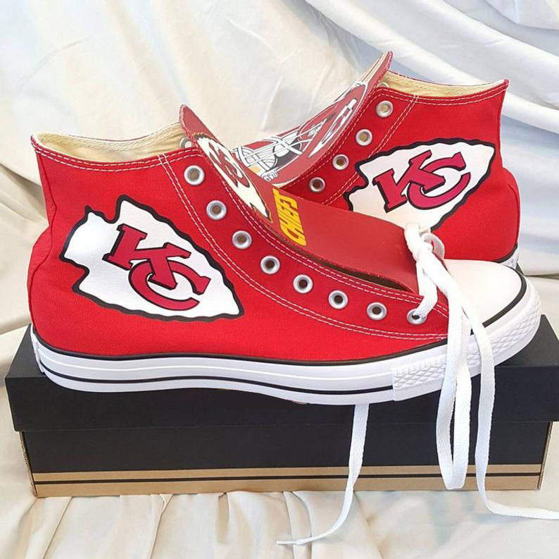 Women and Youth NFL Kansas City Chiefs Repeat Print High Top Sneakers 006