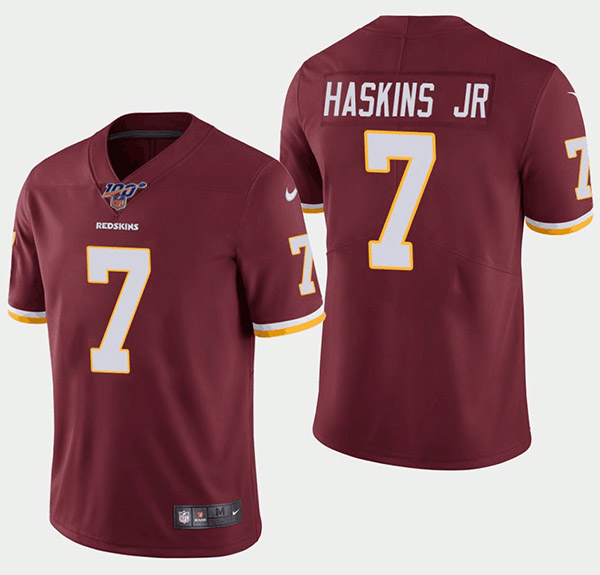 Men's Washington Redskins 100th #7 Dwayne Haskins Burgundy Red Vapor Untouchable Limited Stitched NFL Jersey
