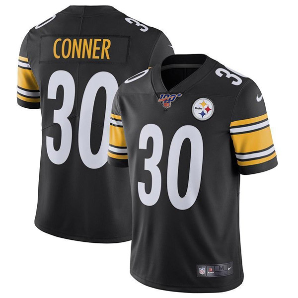 Men's Pittsburgh Steelers 100th #30 James Conner Black Stitched NFL Vapor Untouchable Limited Jersey
