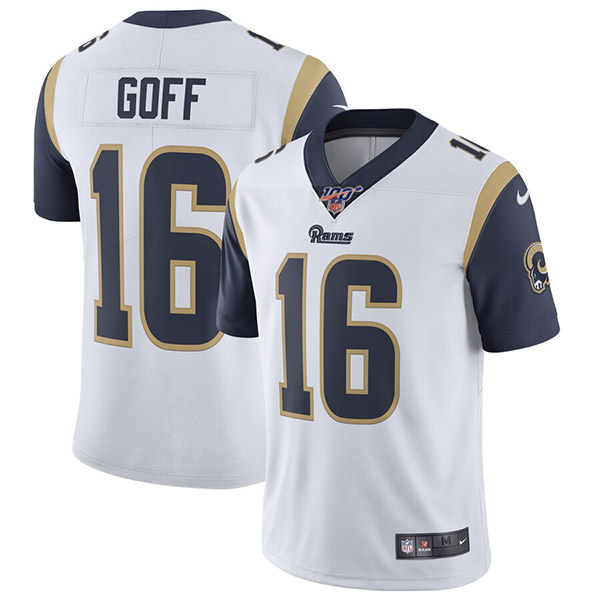 Men's Rams 100th #16 Jared Goff White Vapor Untouchable Limited Stitched NFL Jersey