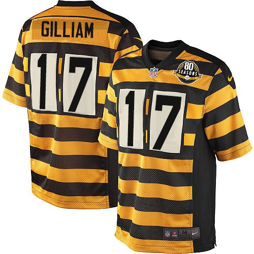 Men's Pittsburgh Steelers #17 Joe Gilliam Yellow/Black Alternate 80TH Anniversary Throwback Stitched NFL Jersey