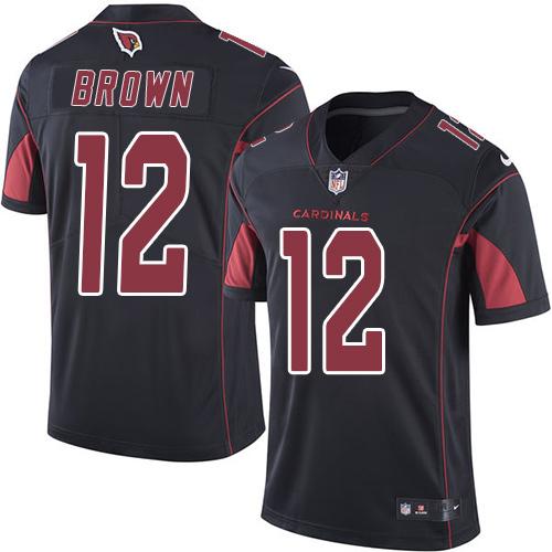 Nike Cardinals #12 John Brown Black Men's Stitched NFL Limited Rush Jersey